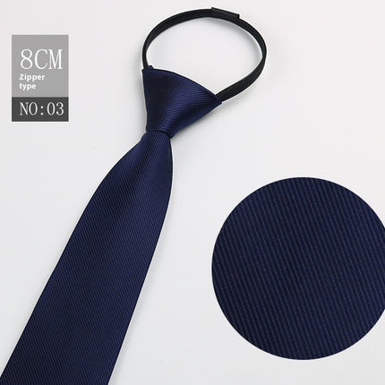 Black Men's Striped Blue Business Lazy Zip Tie