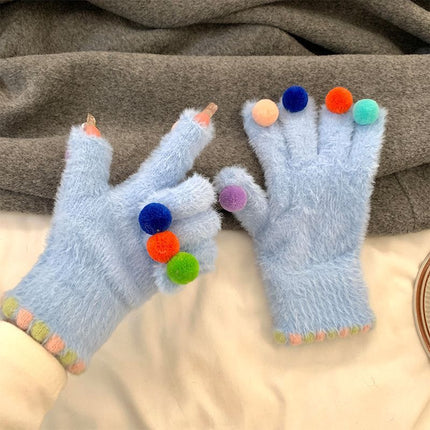 Gants de cyclisme coréens pour étudiantes à écran tactile avec doigts ouverts