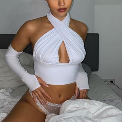 Cross Sex Umbilical Shorts Smocked Tops