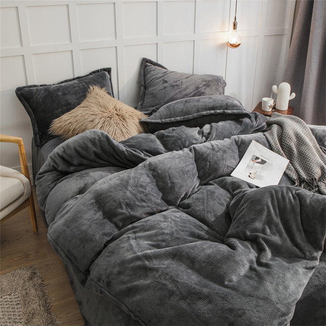 4-Piece Plush Fleece Duvet Cover Set