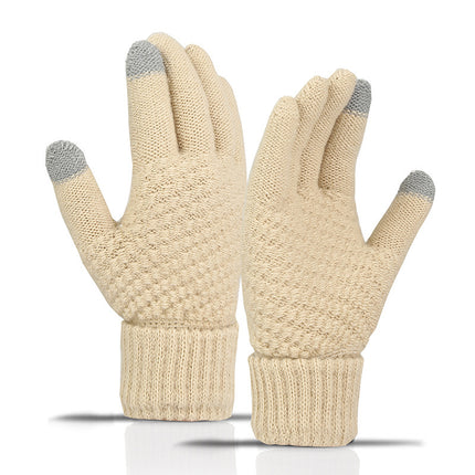 Gants de cyclisme tricotés chauds doublés en polaire, coupe-vent et protection contre le froid