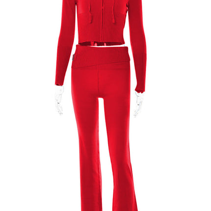 Ensemble pull à manches longues et pantalon long taille haute