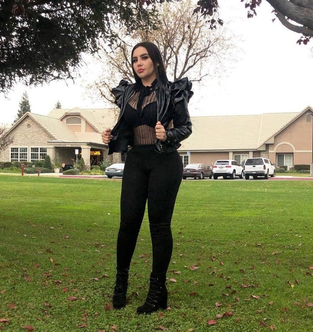 Casual Women's Ruffled Leather Jacket