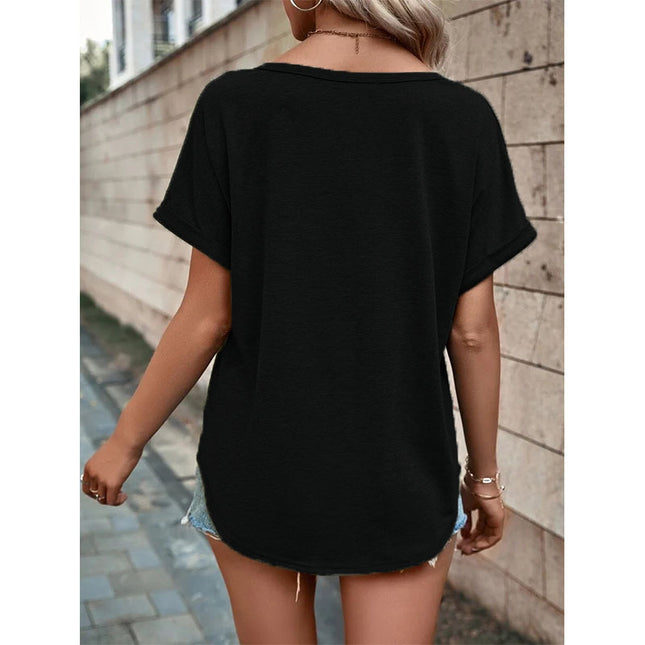 V-neck Short Sleeve Tops Shirt