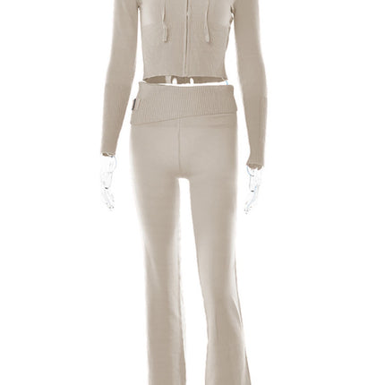 Ensemble pull à manches longues et pantalon long taille haute