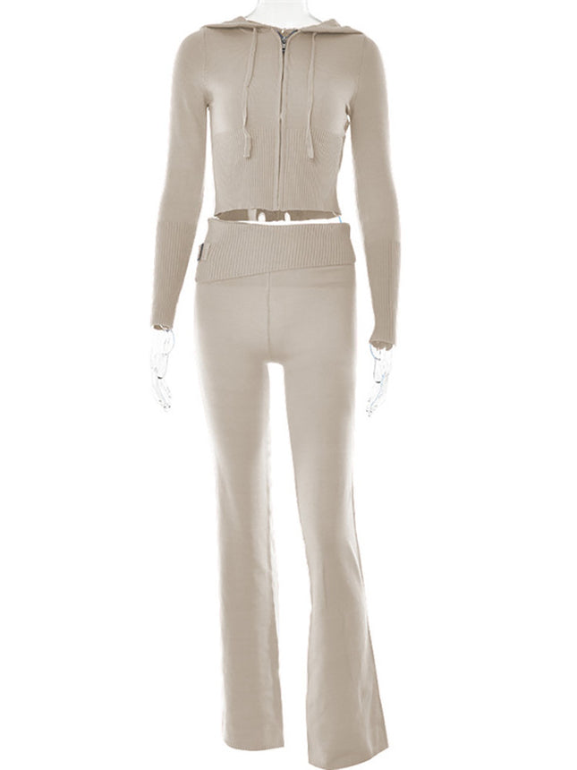 Long Sleeve Sweater and High Waist Long Pants Set