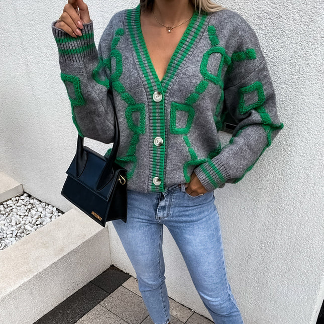 Sleeves Knitted Sweater Women Jacket Cardigan