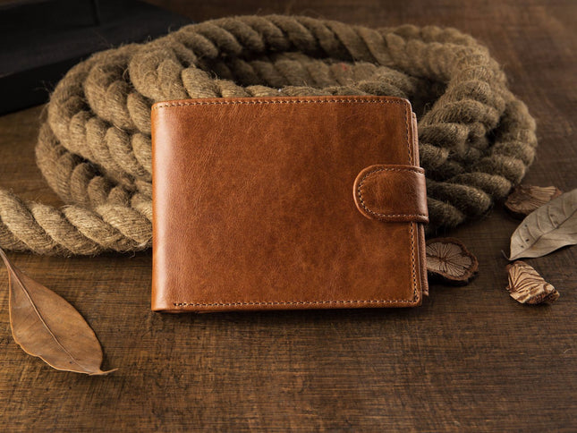 Compact Men's Leather Wallet with Multi-functional Design