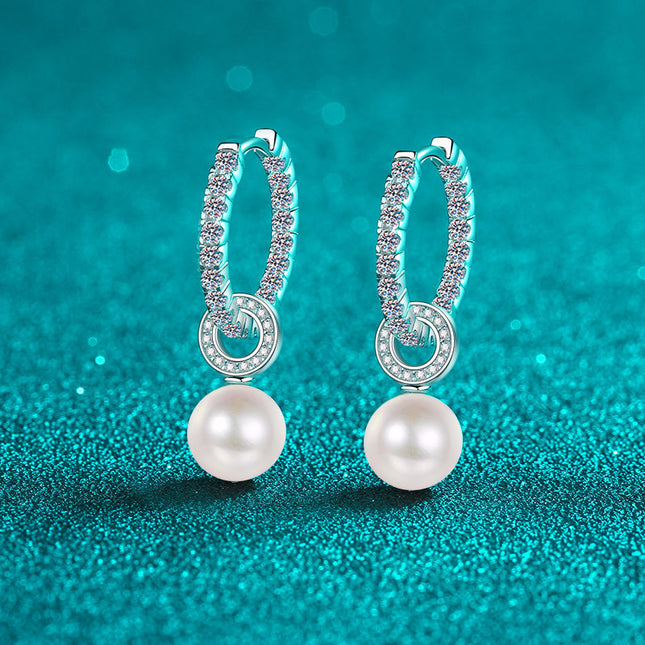 Silver Pearl Moissanite Earrings