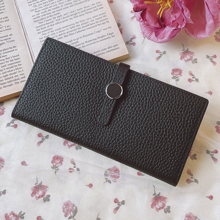 Luxury Genuine Leather Women's Wallet – Lychee Pattern, Long Hasp Coin Purse