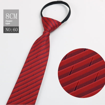 Black Men's Striped Blue Business Lazy Zip Tie