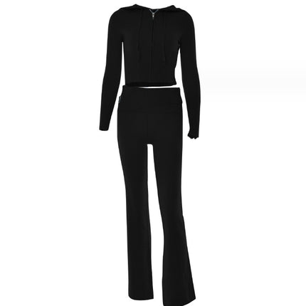 Ensemble pull à manches longues et pantalon long taille haute