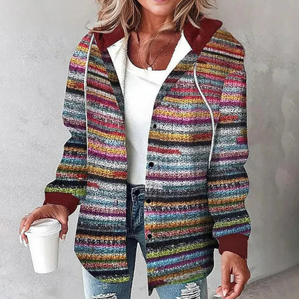 Women's Wear Solid Color Plaid Hooded Jacket