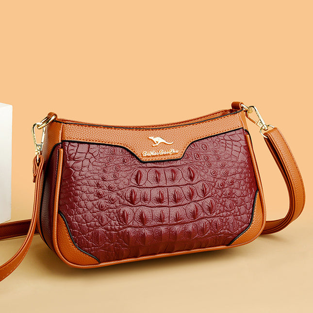 Sac à bandoulière en cuir PU à motif alligator pour femme