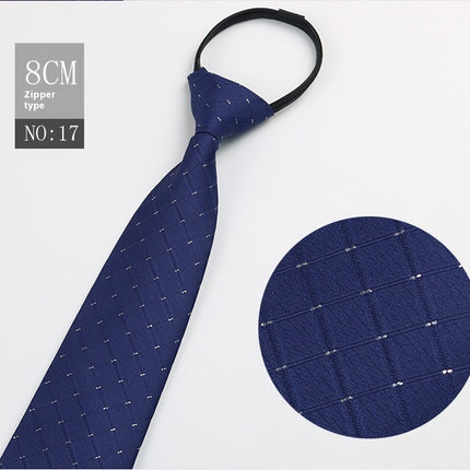 Black Men's Striped Blue Business Lazy Zip Tie