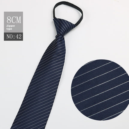 Black Men's Striped Blue Business Lazy Zip Tie