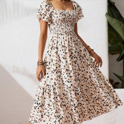 Summer Print Halter Ruffle Dress