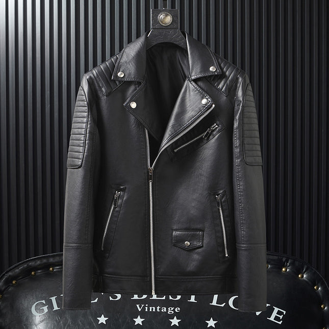 Slim-Fit Biker Leather Jacket