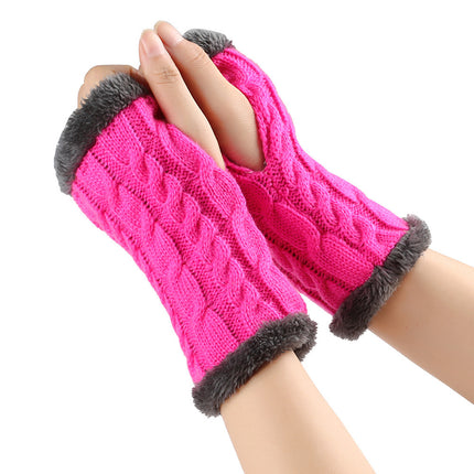 Gants moelleux doublés de polaire, tricotés torsadés, fuites de doigts