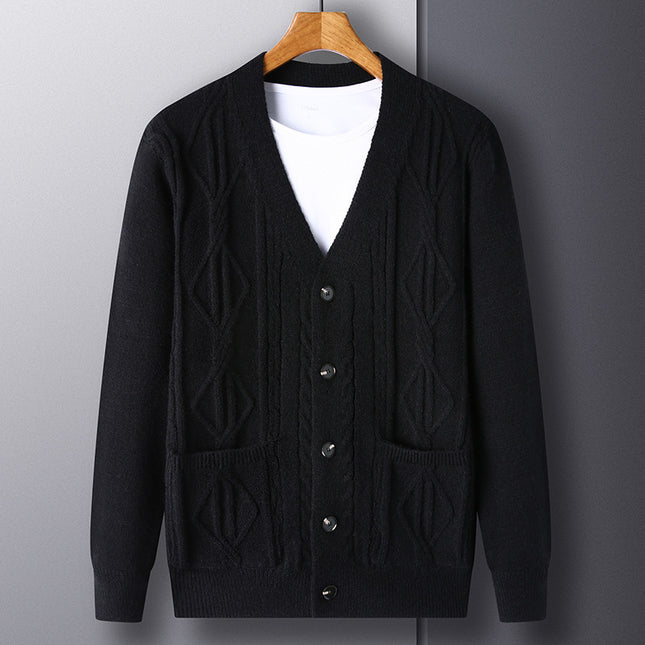 Men's Loose Rhombus Knit Cardigan