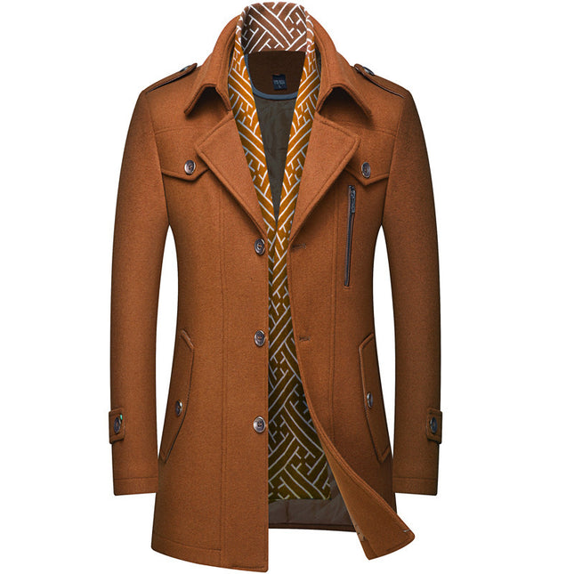 Men's Thick Woolen Trench Coat