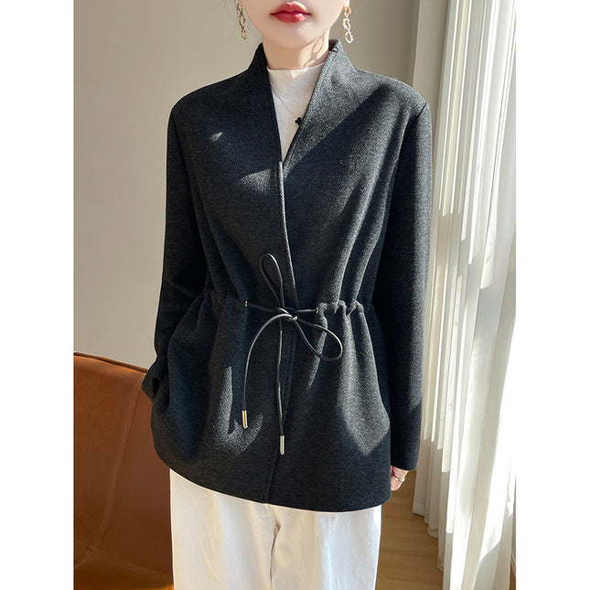 Acetate Cashmere V-neck Knitted Small Suit