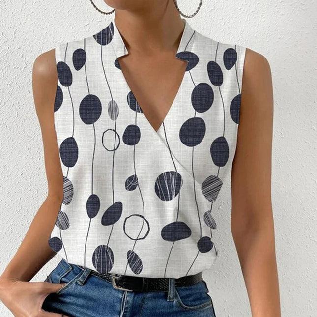 Digital Print V-neck Top