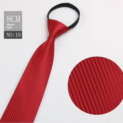 Black Men's Striped Blue Business Lazy Zip Tie