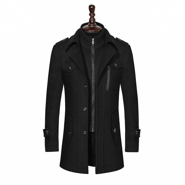 Men's Double Collar Wool Coat