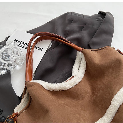 Lot de 2 sacs à main en daim de grande capacité pour femme en peluche pour l'hiver