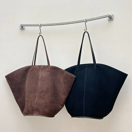 Sac à bandoulière polyvalent à main en daim de grande capacité