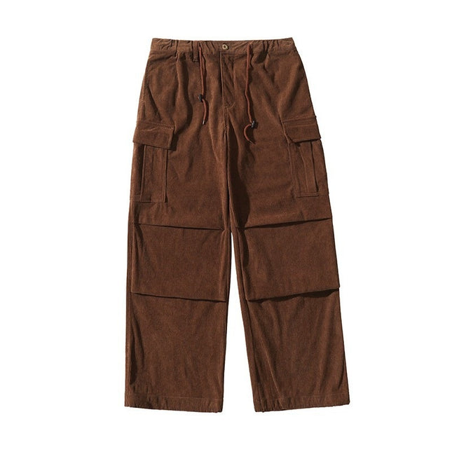 Autumn and Winter Straight Casual Wide-Leg Corduroy Overalls for Men