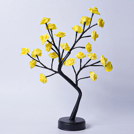 Lampe de table USB en forme d'arbre à fleurs et de roses