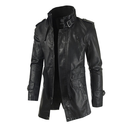 Men's Fleece-Lined Leather Coat