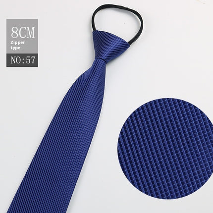 Black Men's Striped Blue Business Lazy Zip Tie