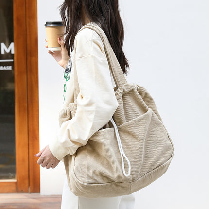Sac à bandoulière multi-poches tendance en velours côtelé pour femme