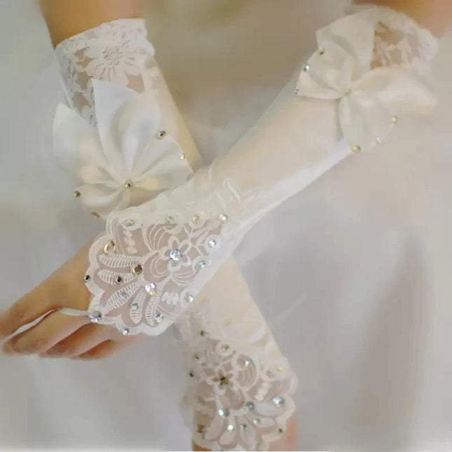 Gants en dentelle et nœud pour femme