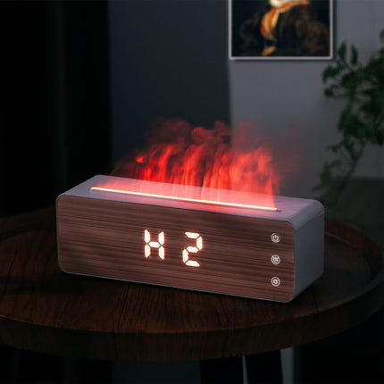 Humidificateur d'aromathérapie à flamme avec horloge