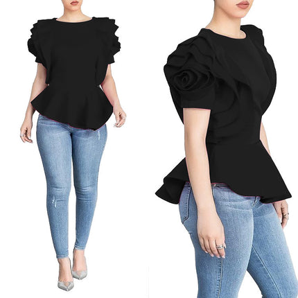 Summer Hot Style Ruffled Hem Short Sleeve