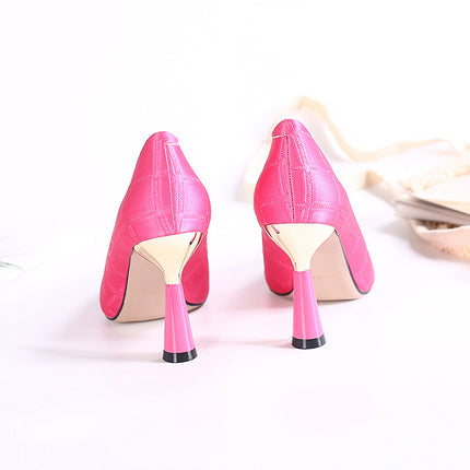 Elegant Wine Glass Heel Pumps with Metal Pointed Toe