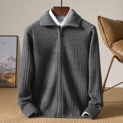 Pull zippé en laine pour homme