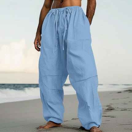 Beach Straight-leg Pants Plain Color Comfortable Daily Street