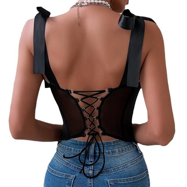Suspender Backless Corset Top