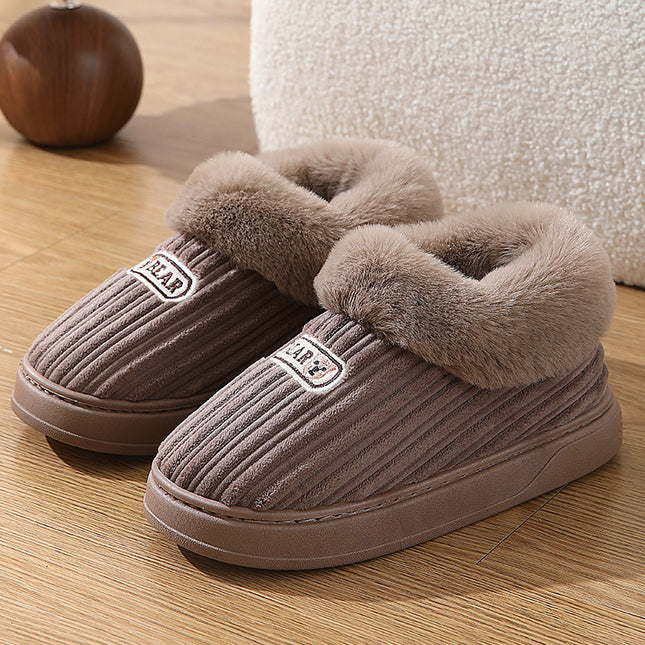 Chaussons d'hiver confortables en peluche - Semelle épaisse et antidérapante
