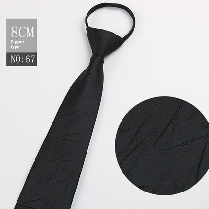 Black Men's Striped Blue Business Lazy Zip Tie