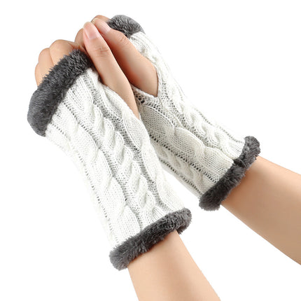 Gants moelleux doublés de polaire, tricotés torsadés, fuites de doigts