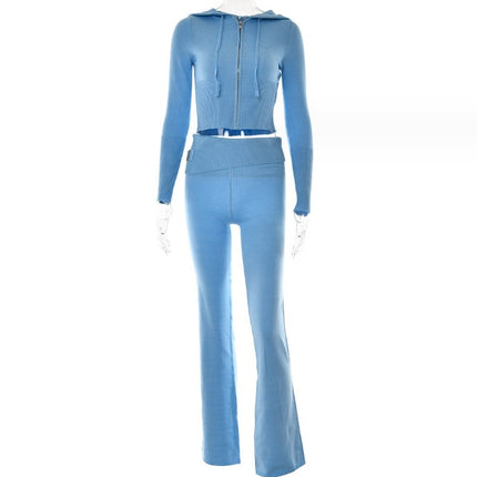 Ensemble pull à manches longues et pantalon long taille haute
