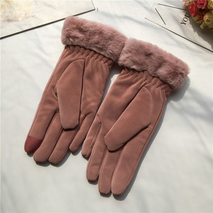 Gants d'équitation pour femmes automne et hiver style coréen alphabet dessin animé chaud double couche doublé polaire