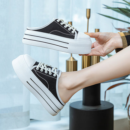 Chaussons fermés à bout ouvert pour femmes avec plateforme et hauteur accrue