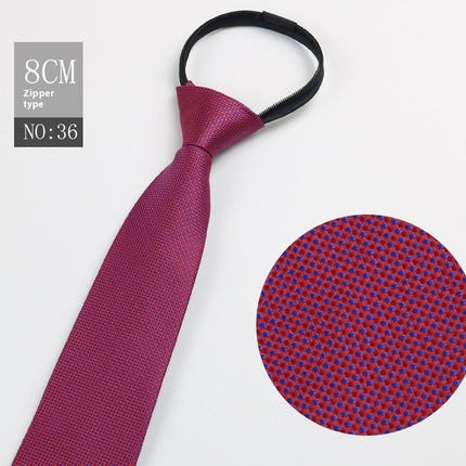 Black Men's Striped Blue Business Lazy Zip Tie